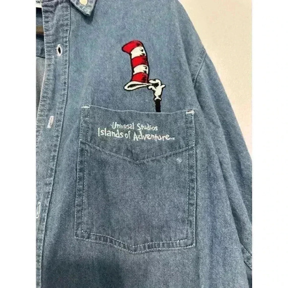 Vintage Disney Store Mickey Cintas Employee Uniform Denim Button Down Shirt sz M - Picture 3 of 6